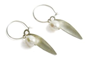 Nancy Rose Jewellery Sterling Silver Small Leaf Hoop Earrings