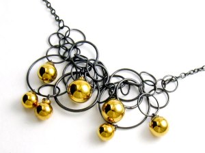 Charlotte Verity Gold Seven Bubble Necklace Oxidised