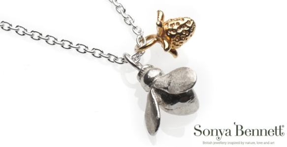Sonya Bennett Jewellery - Honey Bee and Gold Strawberry Necklace